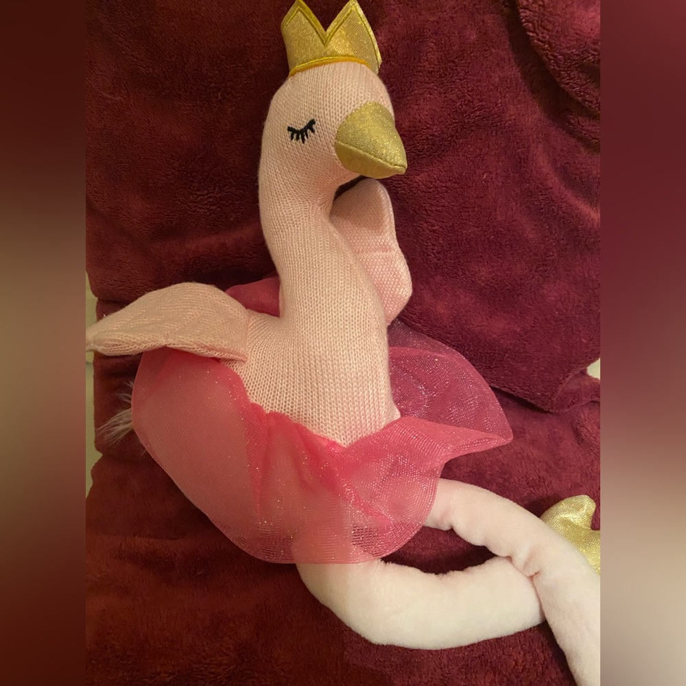 Cute Flamingo BallerinaPlush Stuffed Animal with tutu pink and gold
